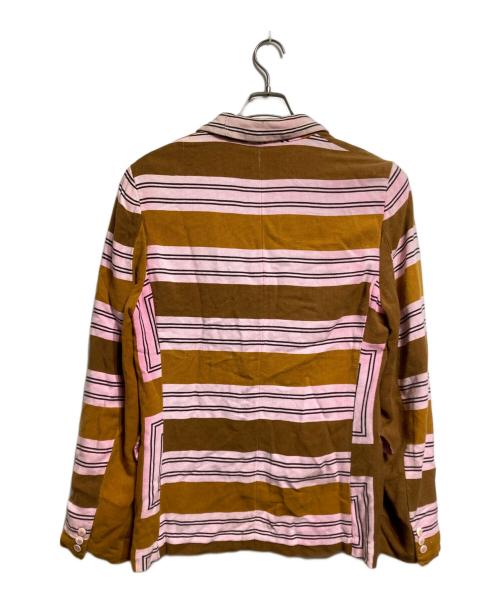 COMME des GARCONS HOMME PLUS（コムデギャルソンオムプリュス）COMME des GARCONS HOMME PLUS (コムデギャルソンオムプリュス) ボーダーテーラードジャケット/Striped tailored jacket ブラウン サイズ:Mの古着・服飾アイテム