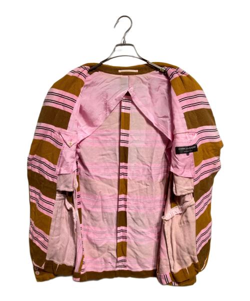 COMME des GARCONS HOMME PLUS（コムデギャルソンオムプリュス）COMME des GARCONS HOMME PLUS (コムデギャルソンオムプリュス) ボーダーテーラードジャケット/Striped tailored jacket ブラウン サイズ:Mの古着・服飾アイテム
