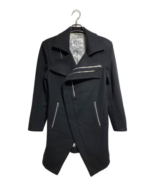 Vivienne Westwood man（ヴィヴィアン ウェストウッド マン）Vivienne Westwood man (ヴィヴィアン ウェストウッド マン) 変形ライダースウールコート/Asymmetric Wool Biker Coat ブラック サイズ:44の古着・服飾アイテム