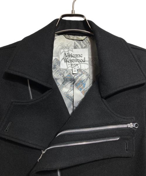 Vivienne Westwood man（ヴィヴィアン ウェストウッド マン）Vivienne Westwood man (ヴィヴィアン ウェストウッド マン) 変形ライダースウールコート/Asymmetric Wool Biker Coat ブラック サイズ:44の古着・服飾アイテム