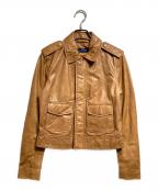POLO RALPH LAURENポロ・ラルフローレン）の古着「ラムスキンレザージャケット/Lambskin leather jacket」｜ベージュ