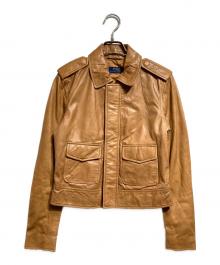 POLO RALPH LAUREN（ポロ・ラルフローレン）の古着「ラムスキンレザージャケット/Lambskin leather jacket」｜ベージュ