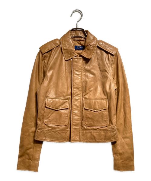 POLO RALPH LAUREN（ポロ・ラルフローレン）POLO RALPH LAUREN (ポロ・ラルフローレン) ラムスキンレザージャケット/Lambskin leather jacket ベージュ サイズ:XSの古着・服飾アイテム
