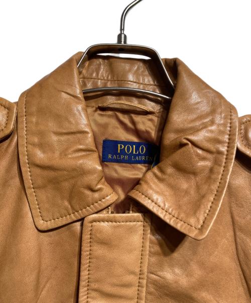 POLO RALPH LAUREN（ポロ・ラルフローレン）POLO RALPH LAUREN (ポロ・ラルフローレン) ラムスキンレザージャケット/Lambskin leather jacket ベージュ サイズ:XSの古着・服飾アイテム