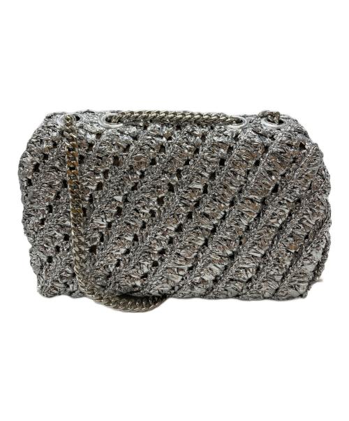 TORY BURCH（トリーバーチ）TORY BURCH (トリーバーチ) Kira Woven Mini Flap/キラ織りミニフラップ シルバー サイズ:不明の古着・服飾アイテム