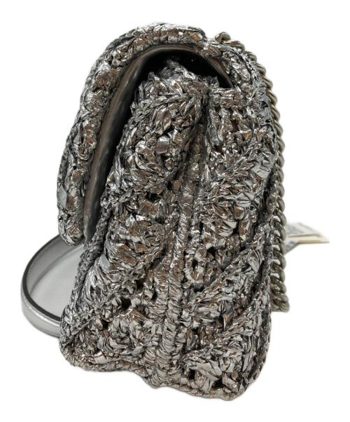 TORY BURCH（トリーバーチ）TORY BURCH (トリーバーチ) Kira Woven Mini Flap/キラ織りミニフラップ シルバー サイズ:不明の古着・服飾アイテム