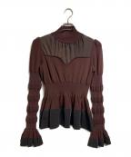 FETICOフェティコ）の古着「STRIPE KNIT PEPLUM SWEATER/ストライプニットペプラムセーター」｜ブラウン