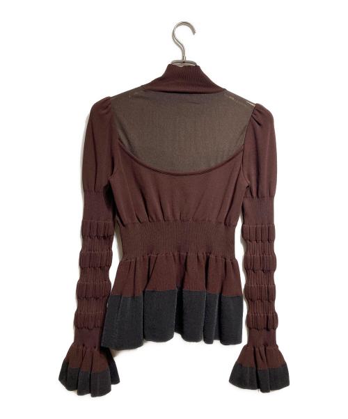 FETICO（フェティコ）FETICO (フェティコ) STRIPE KNIT PEPLUM SWEATER/ストライプニットペプラムセーター ブラウン サイズ:2の古着・服飾アイテム