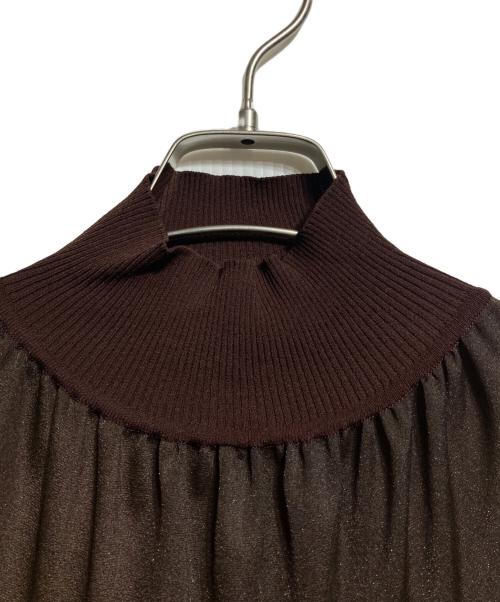 FETICO（フェティコ）FETICO (フェティコ) STRIPE KNIT PEPLUM SWEATER/ストライプニットペプラムセーター ブラウン サイズ:2の古着・服飾アイテム