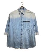 MM6 Maison Margielaエムエムシックスメゾンマルジェラ）の古着「ユーズド加工ロングデニムシャツ/Distressed long denim shirt」｜インディゴ