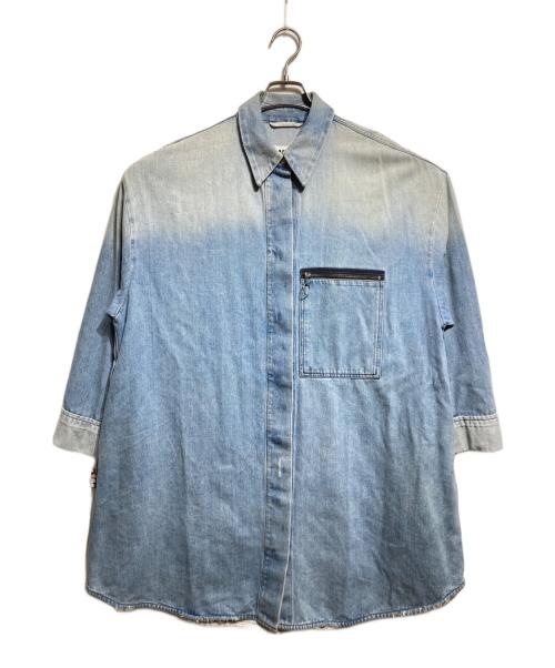 MM6 Maison Margiela（エムエムシックスメゾンマルジェラ）MM6 Maison Margiela (エムエムシックスメゾンマルジェラ) ユーズド加工ロングデニムシャツ/Distressed long denim shirt インディゴ サイズ:38の古着・服飾アイテム
