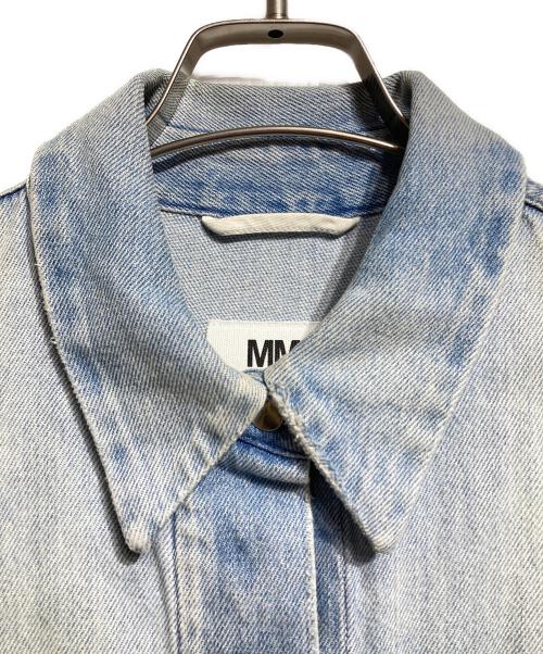 MM6 Maison Margiela（エムエムシックスメゾンマルジェラ）MM6 Maison Margiela (エムエムシックスメゾンマルジェラ) ユーズド加工ロングデニムシャツ/Distressed long denim shirt インディゴ サイズ:38の古着・服飾アイテム