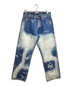 SUNFLOWERサンフラワー）の古着「LOOSE ブリーチデニムパンツ/Bleached denim pants」｜インディゴ