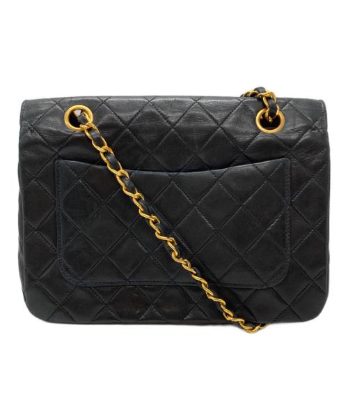 CHANEL（シャネル）CHANEL (シャネル) ラムスキン フルプラップ ターンロック ダブルチェーンショルダーバッグ ブラックの古着・服飾アイテム