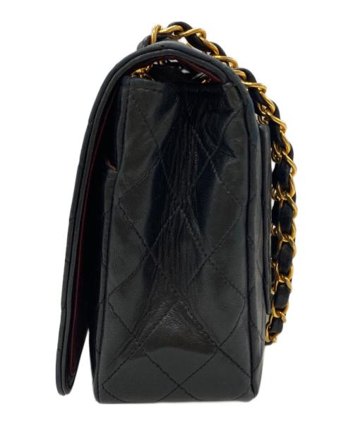 CHANEL（シャネル）CHANEL (シャネル) ラムスキン フルプラップ ターンロック ダブルチェーンショルダーバッグ ブラックの古着・服飾アイテム