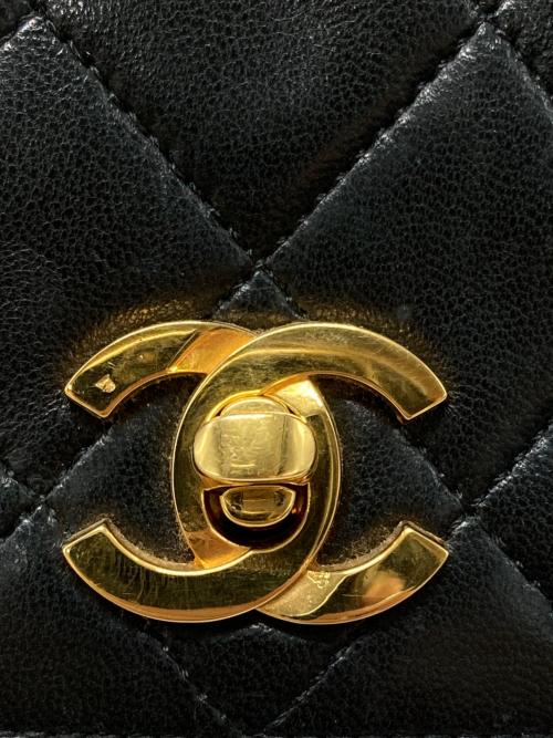 CHANEL（シャネル）CHANEL (シャネル) ラムスキン フルプラップ ターンロック ダブルチェーンショルダーバッグ ブラックの古着・服飾アイテム