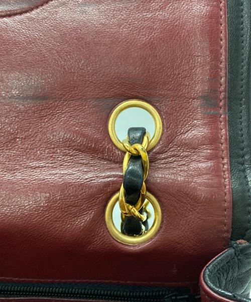 CHANEL（シャネル）CHANEL (シャネル) ラムスキン フルプラップ ターンロック ダブルチェーンショルダーバッグ ブラックの古着・服飾アイテム