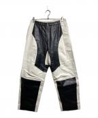 JIL SANDERジルサンダー）の古着「Motocross Leather Pant/革製モトクロスパンツ」｜ブラック×ホワイト