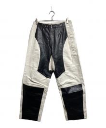 JIL SANDER（ジルサンダー）の古着「Motocross Leather Pant/革製モトクロスパンツ」｜ブラック×ホワイト