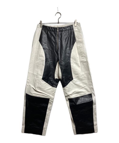 JIL SANDER（ジルサンダー）JIL SANDER (ジルサンダー) Motocross Leather Pant/革製モトクロスパンツ ブラック×ホワイト サイズ:48の古着・服飾アイテム