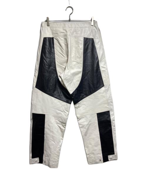 JIL SANDER（ジルサンダー）JIL SANDER (ジルサンダー) Motocross Leather Pant/革製モトクロスパンツ ブラック×ホワイト サイズ:48の古着・服飾アイテム
