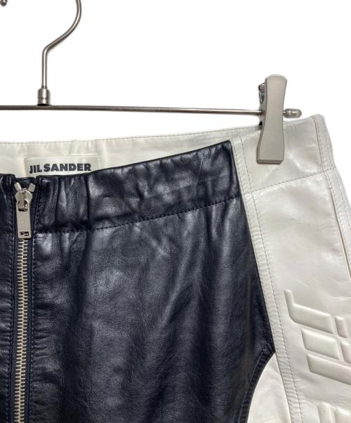 JIL SANDER（ジルサンダー）JIL SANDER (ジルサンダー) Motocross Leather Pant/革製モトクロスパンツ ブラック×ホワイト サイズ:48の古着・服飾アイテム