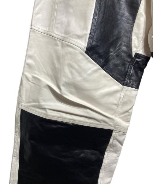 JIL SANDER（ジルサンダー）JIL SANDER (ジルサンダー) Motocross Leather Pant/革製モトクロスパンツ ブラック×ホワイト サイズ:48の古着・服飾アイテム