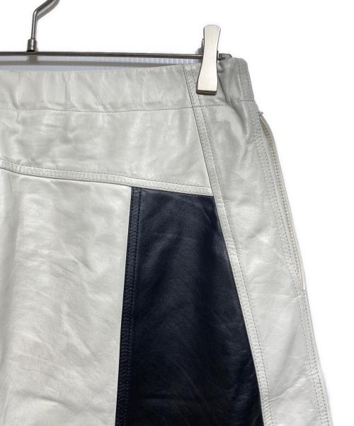 JIL SANDER（ジルサンダー）JIL SANDER (ジルサンダー) Motocross Leather Pant/革製モトクロスパンツ ブラック×ホワイト サイズ:48の古着・服飾アイテム