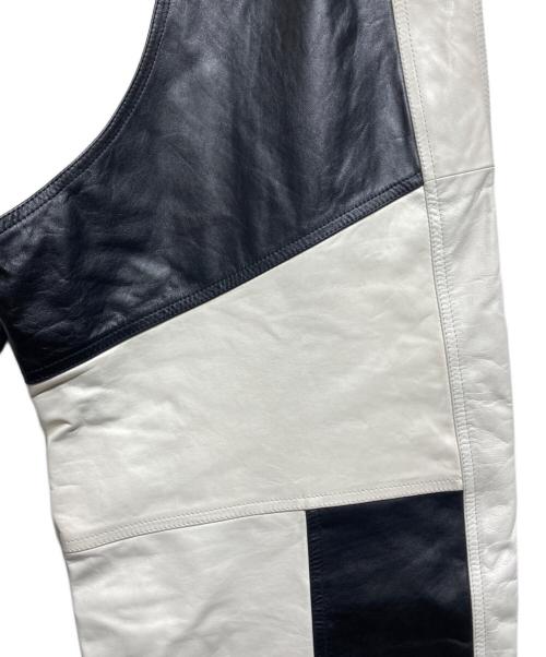 JIL SANDER（ジルサンダー）JIL SANDER (ジルサンダー) Motocross Leather Pant/革製モトクロスパンツ ブラック×ホワイト サイズ:48の古着・服飾アイテム