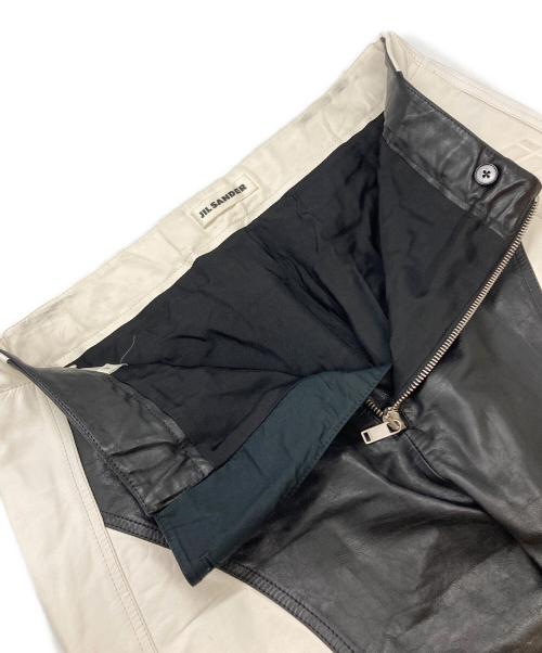 JIL SANDER（ジルサンダー）JIL SANDER (ジルサンダー) Motocross Leather Pant/革製モトクロスパンツ ブラック×ホワイト サイズ:48の古着・服飾アイテム