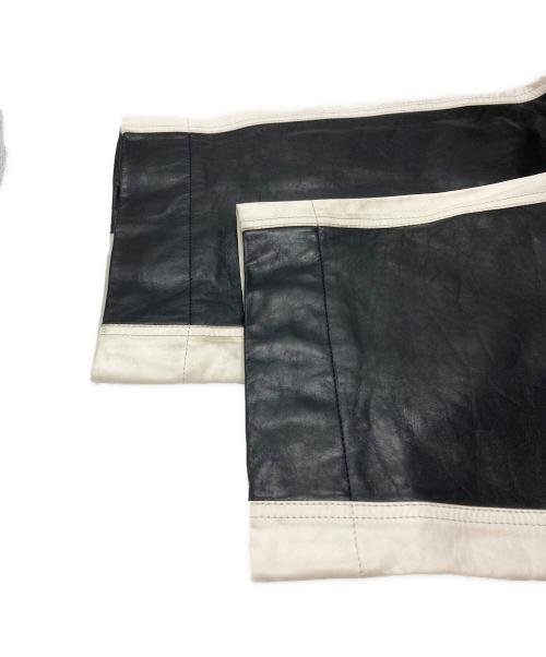 JIL SANDER（ジルサンダー）JIL SANDER (ジルサンダー) Motocross Leather Pant/革製モトクロスパンツ ブラック×ホワイト サイズ:48の古着・服飾アイテム