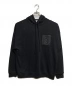 LOEWEロエベ）の古着「アナグラムレザーパッチパーカー/Anagram Leather Patch Hoodie」｜ブラック