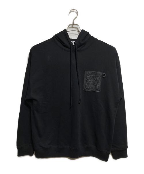 LOEWE（ロエベ）LOEWE (ロエベ) アナグラムレザーパッチパーカー/Anagram Leather Patch Hoodie ブラック サイズ:Lの古着・服飾アイテム