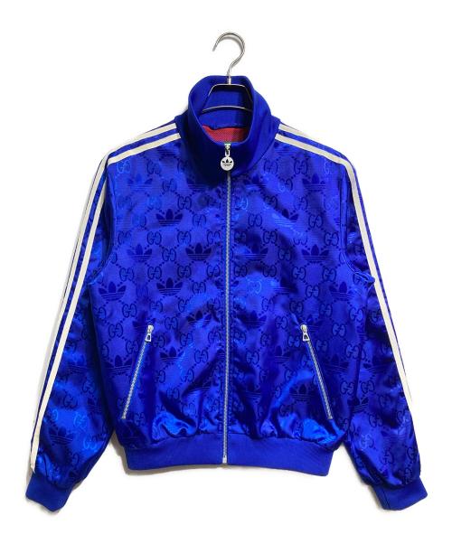 GUCCI（グッチ）GUCCI (グッチ) addas GGトレフォイル ジャカード ジャケット/GG Trefoil Jacquard Jacket レッド×ブルー サイズ:46の古着・服飾アイテム