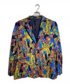 ISSEY MIYAKEイッセイミヤケ）の古着「ウールマーブルプリントジャケット/Wool Marble-Print Jacket」｜イエロー×ネイビー