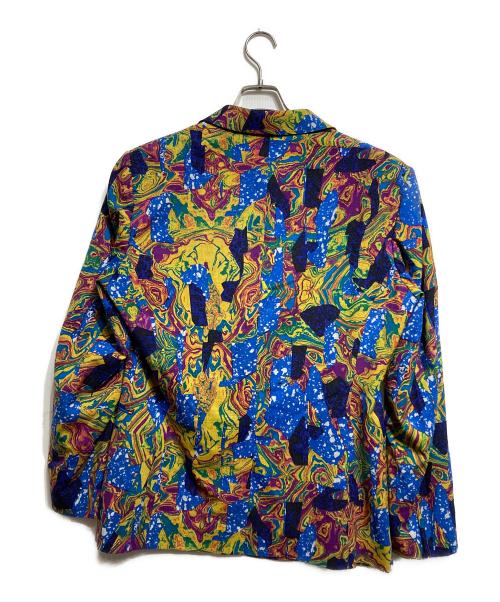 ISSEY MIYAKE（イッセイミヤケ）ISSEY MIYAKE (イッセイミヤケ) ウールマーブルプリントジャケット/Wool Marble-Print Jacket イエロー×ネイビー サイズ:3の古着・服飾アイテム