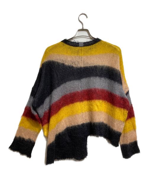 LOEWE（ロエベ）LOEWE (ロエベ) アシンメトリーストライプモヘアセーター/Asymmetric stripe mohair sweater イエロー×レッド×ブラック サイズ:Sの古着・服飾アイテム