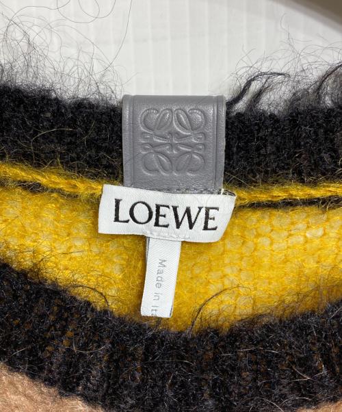 LOEWE（ロエベ）LOEWE (ロエベ) アシンメトリーストライプモヘアセーター/Asymmetric stripe mohair sweater イエロー×レッド×ブラック サイズ:Sの古着・服飾アイテム