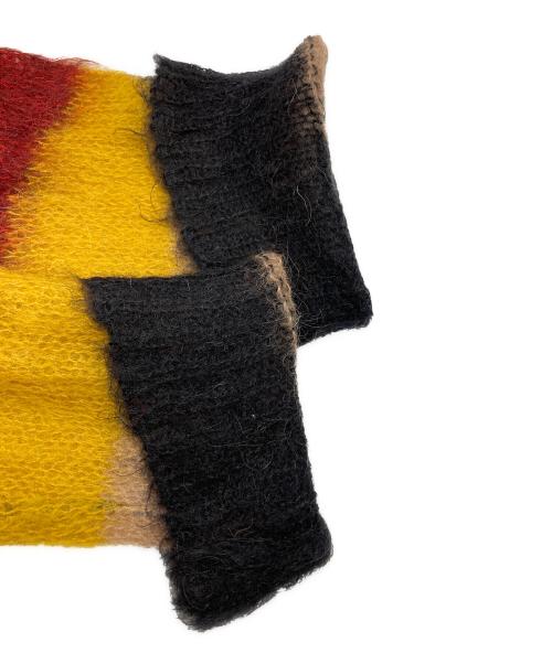 LOEWE（ロエベ）LOEWE (ロエベ) アシンメトリーストライプモヘアセーター/Asymmetric stripe mohair sweater イエロー×レッド×ブラック サイズ:Sの古着・服飾アイテム