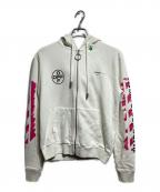 OFFWHITEオフホワイト）の古着「ダイアグ ステンシル ジップト フーディー/DIAG STENCIL ZIPPED HOODIE」｜ホワイト
