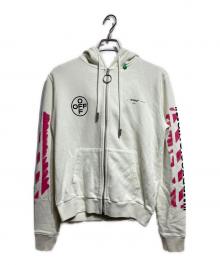 OFFWHITE（オフホワイト）の古着「ダイアグ ステンシル ジップト フーディー/DIAG STENCIL ZIPPED HOODIE」｜ホワイト