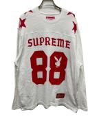 SUPREME×PLAY BOYシュプリーム×プレイボーイ）の古着「L/S Football Top」｜レッド×ホワイト