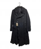 COMME des GARCONS HOMME PLUSコムデギャルソンオムプリュス）の古着「ウール縮絨ダブルロングコート/• Boiled wool double-breasted long coat」｜ブラック