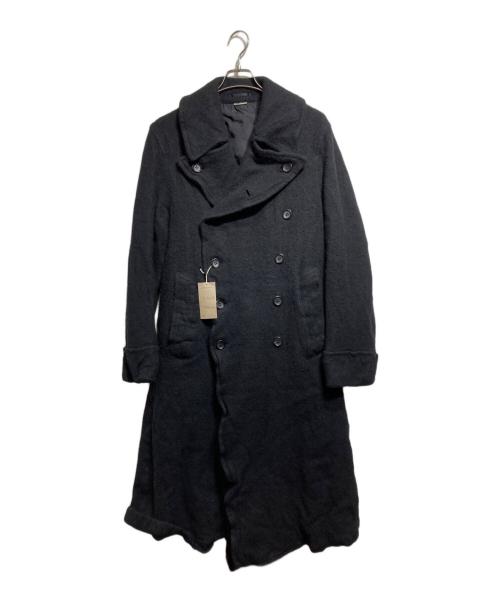COMME des GARCONS HOMME PLUS（コムデギャルソンオムプリュス）COMME des GARCONS HOMME PLUS (コムデギャルソンオムプリュス) ウール縮絨ダブルロングコート/• Boiled wool double-breasted long coat ブラック サイズ:Lの古着・服飾アイテム