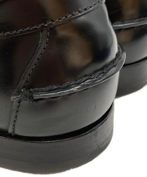 PRADA（プラダ）PRADA (プラダ) ロゴペニーレザーローファー/Logo-embellished leather penny loafers ブラック サイズ:9の古着・服飾アイテム