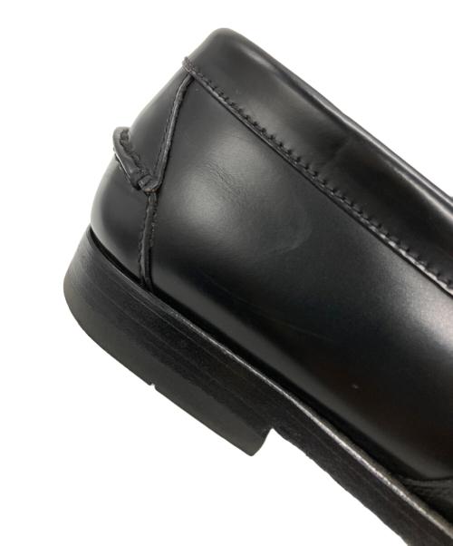 PRADA（プラダ）PRADA (プラダ) ロゴペニーレザーローファー/Logo-embellished leather penny loafers ブラック サイズ:9の古着・服飾アイテム