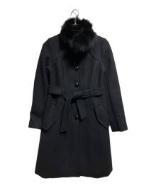 BURBERRY BLUE LABEL（バーバリー ブルー レーベル）の古着「ファー付コート/Coat with fur trim」｜ブラック