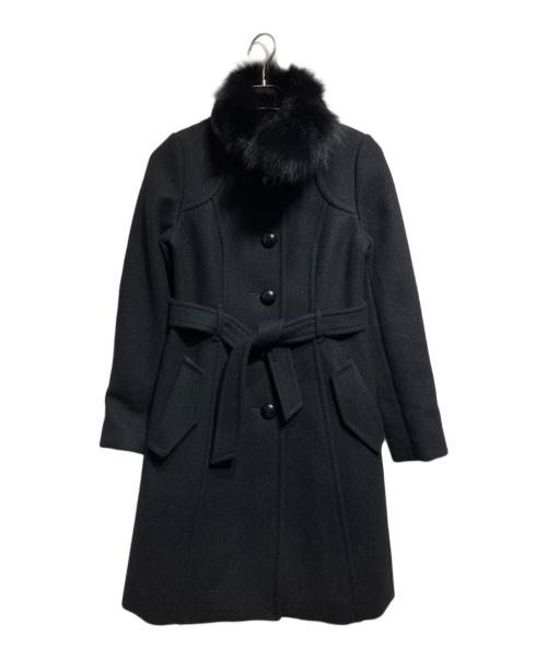 BURBERRY BLUE LABEL（バーバリー ブルー レーベル）BURBERRY BLUE LABEL (バーバリー ブルー レーベル) ファー付コート/Coat with fur trim ブラック サイズ:38の古着・服飾アイテム