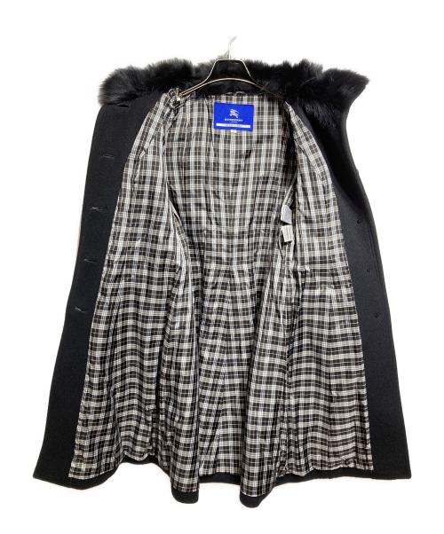 BURBERRY BLUE LABEL（バーバリー ブルー レーベル）BURBERRY BLUE LABEL (バーバリー ブルー レーベル) ファー付コート/Coat with fur trim ブラック サイズ:38の古着・服飾アイテム