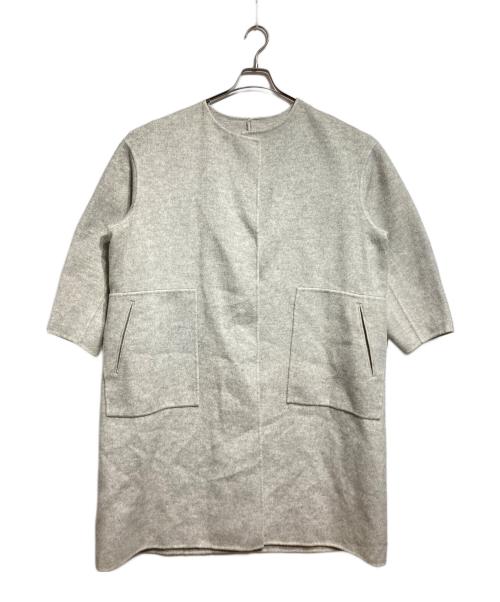 DRAWER（ドゥロワー）DRAWER (ドゥロワー) ノーカラー ベルト コート/Collarless belted coat グレー サイズ:368の古着・服飾アイテム